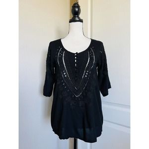 Cleobella REVOLVE Vett Top Embroidered Eyelet Button Front Blouse Size Small